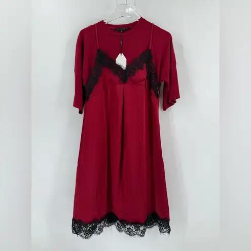 English Factory  Womens Dress Large Layered 3/4 Sleeve Lace Fringe size small