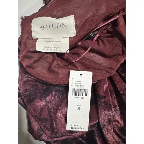 BHLDN Holly Halter Velvet Floral Gown in Wine/Bordeaux Size M (New with Tags)