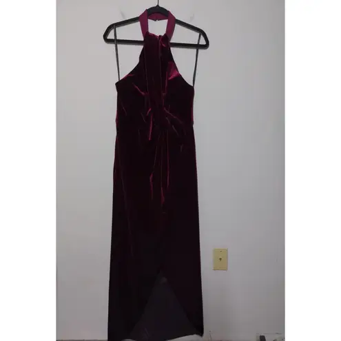 Black Halo Eve Dress Burgundy Halter Sleeveless Bow Velvet USA Gown 12