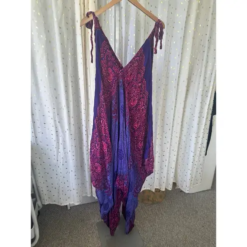 Ocean Queen Hawaii Adjustable Self Tie Straps Baggy Jumper Jumpsuit One Size Purple Size undefined