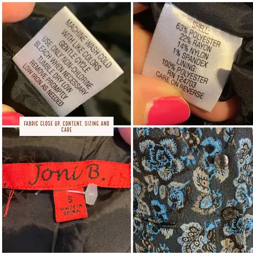 JONI B BLUE FLORAL PRINT JACQUARD BUTTON FRONT BLAZER (S)