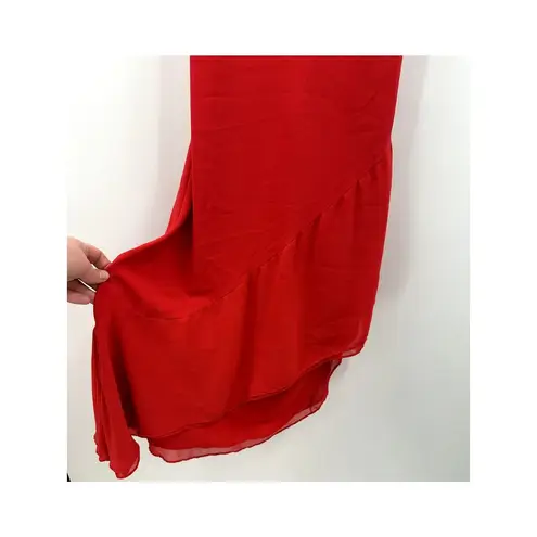 AU X NUULY Rafaela Red Asymmetrical Slip Dress Large