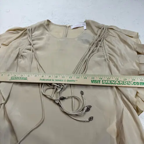 See By Chloe Beige Silk Blend Long Sleeve Tie Neck Blouse Top Portugal US 2 (34)