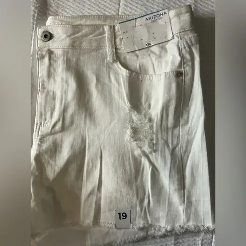 Arizona Jeans Arizona Jean Company White Jean Shorts Frayed Hem