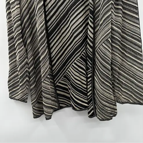 Escada Cream & Black Striped Open Knit 3/4 Sleeve Sweater Cardigan Size 44