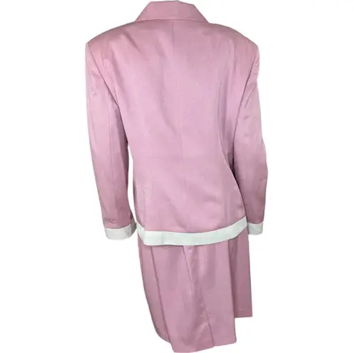 Vintage Rafael Womens Dusty Pink Ivory 2 Piece Blazer Pencil Skirt Set 14 NWT