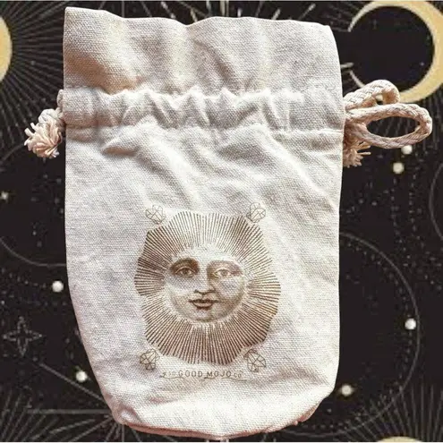 Drawstring Jewelry Pouch Good Mojo Co Sun Face Crystals Stash Bag Cotton
