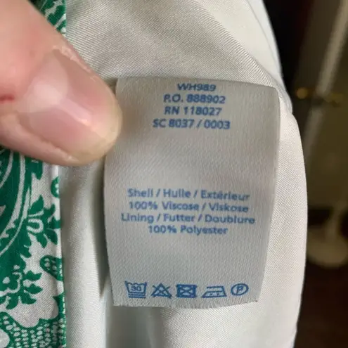 Boden Dolly Day green paisley faux wrap 10P normcore midi dress