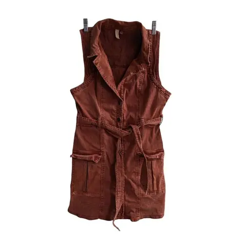 Pilcro and the Letterpress Anthropologie Pilcro terracotta button front denim mini dress US 0