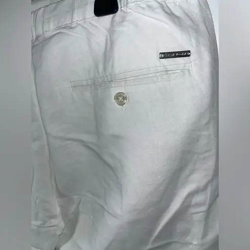 Sean John Lightweight Ruched Casual White Trimmed Faux Leather Linen Pants Sz XL