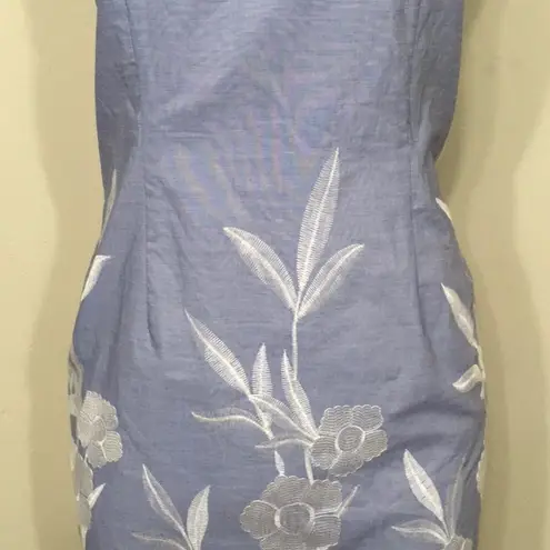 Tahari blue embroidered scalloped lace dress. NWT