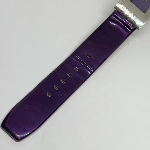 DKNY  women’s watch solid stainless steel 21mm case purple dial leather band runs