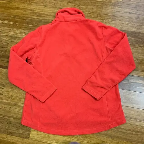 Sahalie Butter Fleece Pullover Womens Size Large Coral Red Fleece 1/4 Snap Mock - Image 4