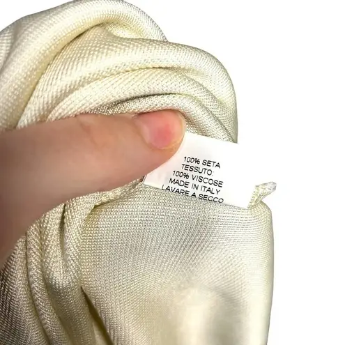 Carolina Herrera Cream Silk Black Rib Trim Tank Top Size Small