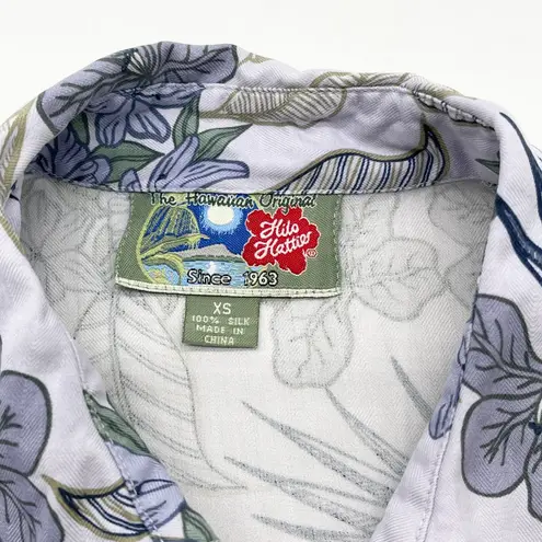 Hilo Hattie Womens Silk Top Size XSmall Tropical Sleeveless Lavender Hawaiian Purple