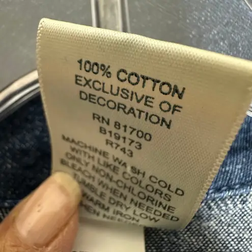 Blair Denim Jacket Embroidered Butterflies Floral Zip Front Women's Medium