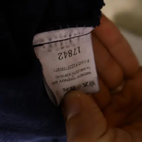 Wendy Trendy Italy Navy Blue Corduroy Dress Long Sleeve Pockets Lagenlook OS Blue Size undefined