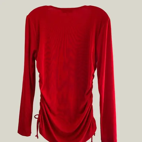 Fever Red Chain Ruched Scoop Neck Long