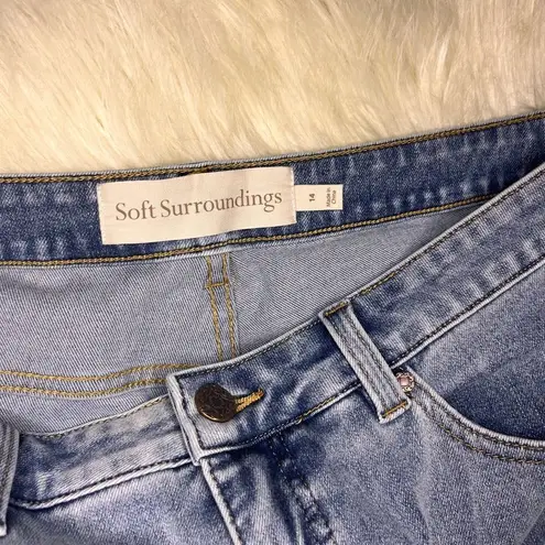 Soft Surroundings  stone washed bronze studded cropped denim sz 14