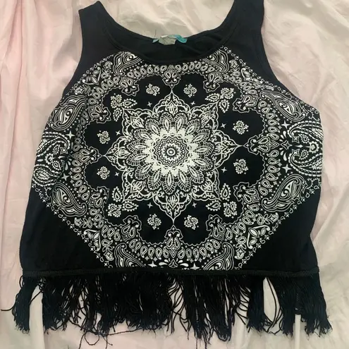 julie's closet black paisley fringe tank top
