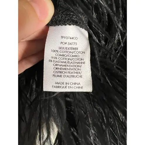 Derek Lam 10 Crosby Black Crewneck Ostrich Feather Hem Pullover Sweater Size S
