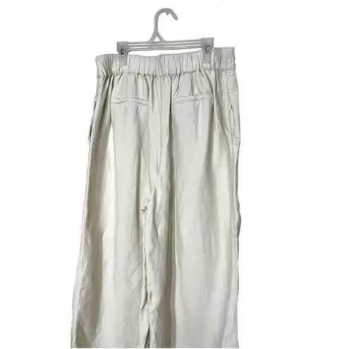 Halston Linen‎ Blend Cream Color Wide Leg Trousers Size L Size L