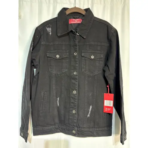 Red Label Patrol Jeans Black Distressed Denim Jacket