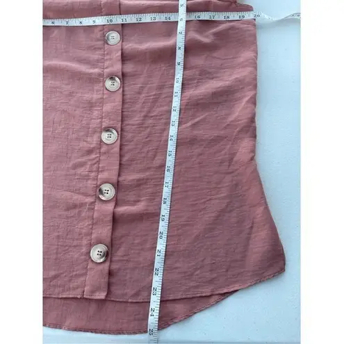 River Island T7 Off Shoulder Button Down Top with Belt Blush Pink