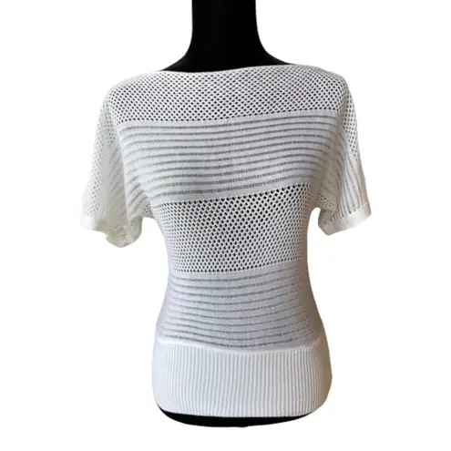 Cenit Womens Sweater Size Small Knit White Sheer Dolman Sleeve