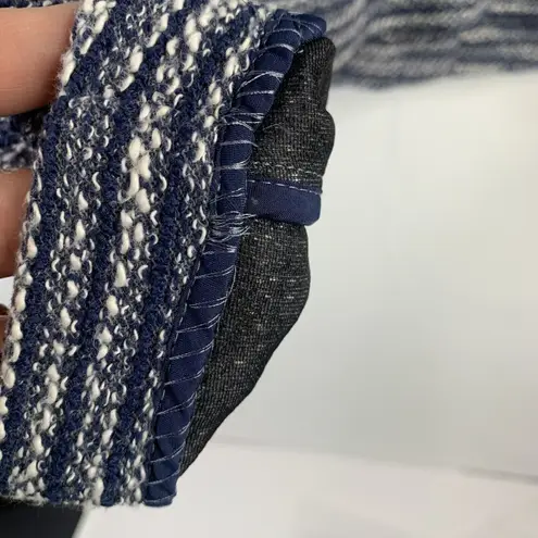 Loft Size M Tweed Knit Jacket Blue Moto Asymmetric Full Zip Long Sleeve Boucle Size M