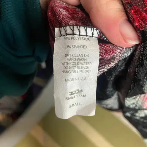 Mts Size S Black Short Sleeve Velvet Burn Out Blouse Top Dark Floral Whimsigoth