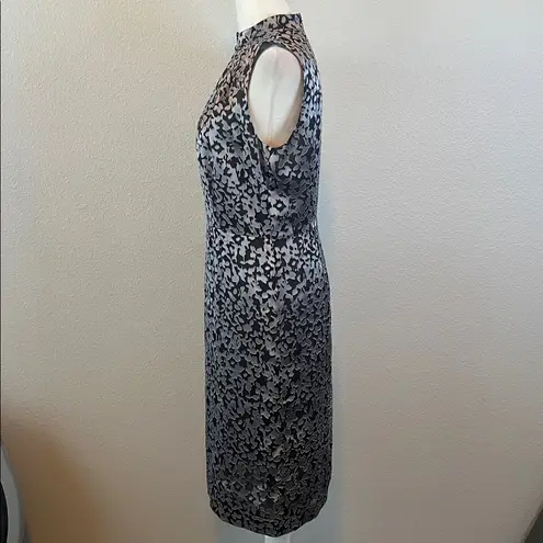 Brooks Brothers Textured Mandarin Collar Dress Black/Silver Size 2