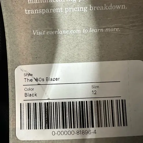 Everlane  The 80’s Black Blazer Tencel Lyocell Cotton Blend Size 12