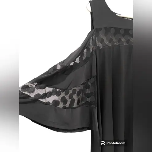 Nina Leonard Lace Cold Shoulder Shift Dress Black XL