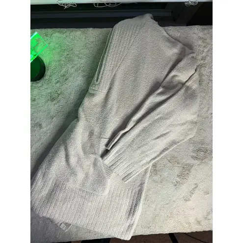 Barefoot Dreams  Women's Beige High Rib Half Zip Tunic Hoodie Size L