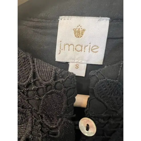 J.Marie The Seraphina Dress Small Long Sleeve Mesh Flower Applique Black NWT