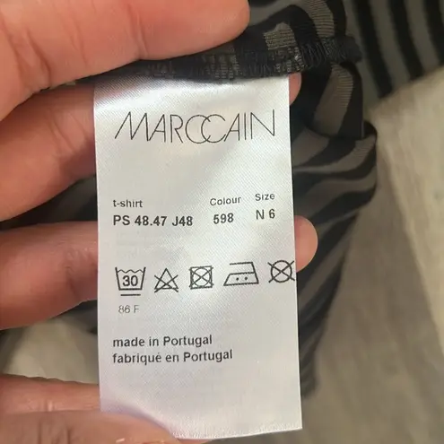 Marc Cain Women’s Stripe Waist tie Top Casual Striped Shirt Khaki/black Size XL Black