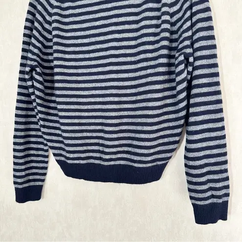 Vince  Women’s 100% Cashmere Breton Striped Turtleneck Relaxed Fit Sweater M - Image 8