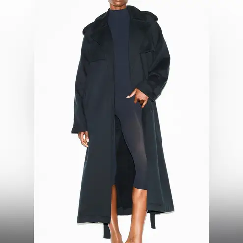 SKIMS  Boyfriend Fleece Oversized Trench Coat Onyx Black Size Small NWT