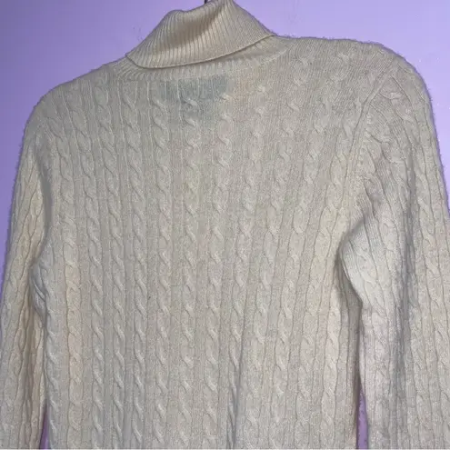 Peck & Peck Cashmere Cable Knit Sweater S Turtleneck Normcore Coastal Academia