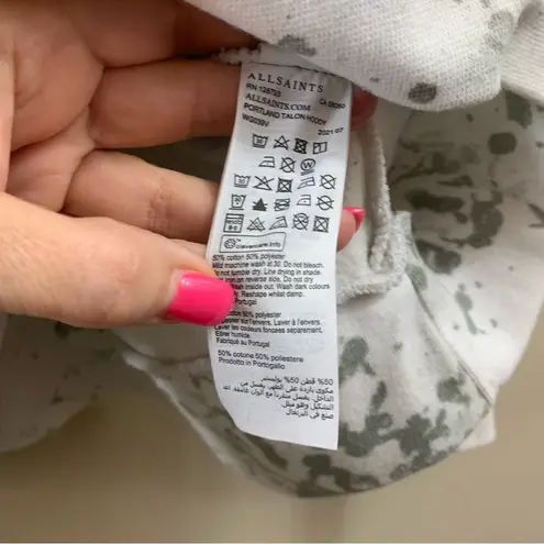 All Saints White and Gray Paint Splatter with Gold Logo Sweatshirt Hoodie