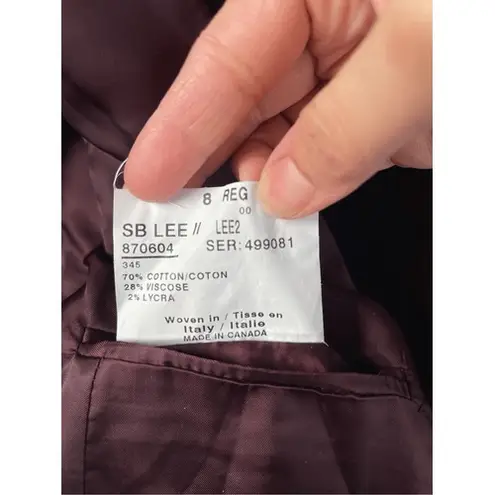 T1 Ben Silver Charleston Velvet Blazer Burgundy Two Button Jacket Red Size 8