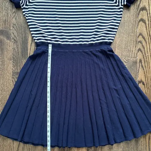Draper James Knit Dress XXL Nautical Striped Ruffle Sleeve Pleated Skirt Stretch