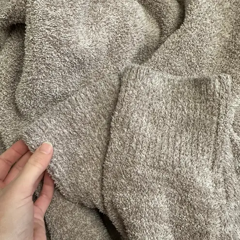 Barefoot Dreams CozyChic Taupe Gray Cardigan Size S Soft Plush Knit Open Front