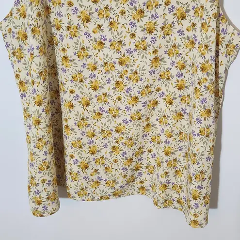 Skies Are Blue Butter Yellow Floral Tank Top with Double Straps Size XL