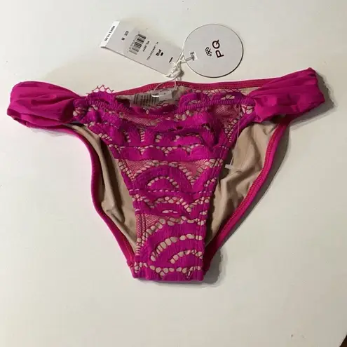 PilyQ New. pink lacy fanny full bikini bottom. Small