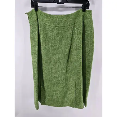 Lafayette 148 New York Green Tweed Blazer Skirt Suit Set Womens Size 14