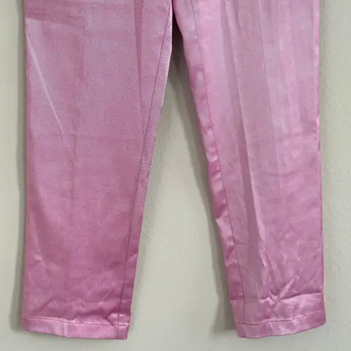 St. John Sport Straight Leg Pants Size 6 Metallic Pink Sparkle Preppy Trousers HR