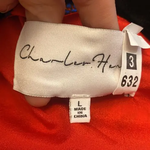 Charles Henry Womens Large Red Floral Kimono Wrap Dress Cocktail Travel