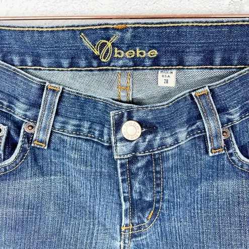 Bebe  Paint Splatter Jeans with Embellished Pockets Size 28